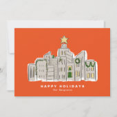 Red City Skyline Corporate Christmas Kaart (Voorkant)