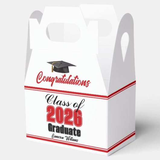 Red Class of 2026 Custom Graduation Party Bedankdoosjes (Geopend)