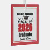 Red Class of 2026 Graduation Custom Christmas Glas Ornament (Voorkant Rechts)