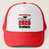 Red Class of 2026 Graduation Custom Trucker Pet (Voorkant)