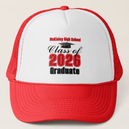 Red Class of 2026 Graduation Custom Trucker Pet