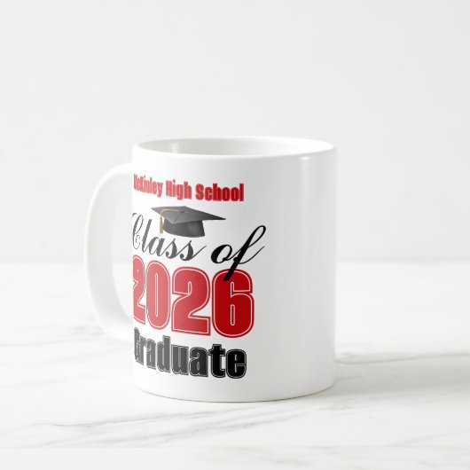 Red Class of 2026 Graduation Keepsake Koffiemok (Voorkant links)