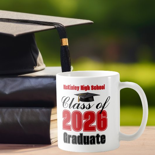 Red Class of 2026 Graduation Keepsake Koffiemok