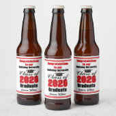 Red Class of 2026 Graduation Party Custom Bier Etiket (Flessen)