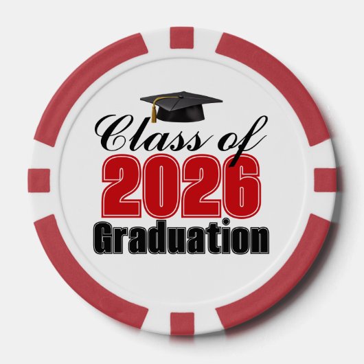 Red Class of 2026 Graduation Party Poker Chips (Voorkant)
