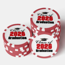 Red Class of 2026 Graduation Party Poker Chips