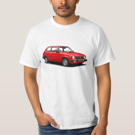 Red Classic 1979 Civic op White T-Shirt (Voorkant)