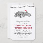 Red Classic 50s Cabrio Retro Auto In Kaart (Voorkant)