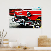 Red Classic  Bel Air Car Art Poster (Keuken)