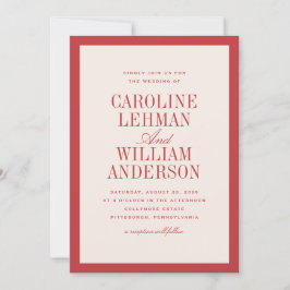 Red Classic Elegant Wedding  Kaart