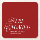 Red Classic Formal Elegant We zijn verloofd Kartonnen Onderzetters (Voorkant)