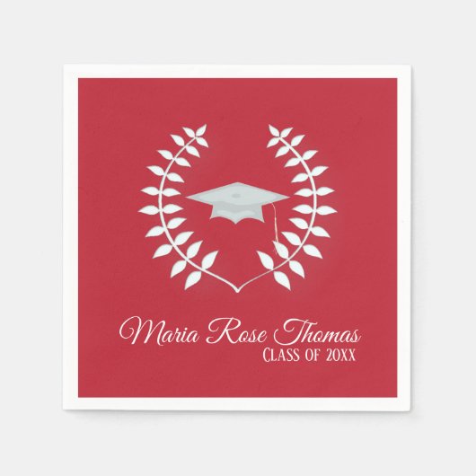 Red Classic gepersonaliseerd Afstuderen Servet (Voorkant)