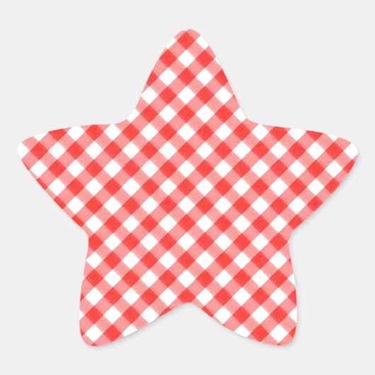 Red Classic Gingham Pattern Pic Nic Ster Sticker (Voorkant)