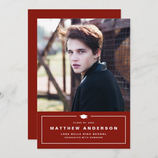 Red Classic Gradup Afstuderen Aankondiging (Voorkant / Achterkant)