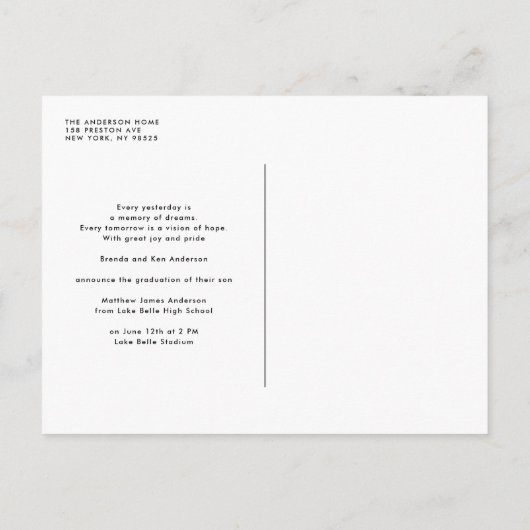 Red Classic Gradup Afstuderen Aankondigingskaart (Achterkant)