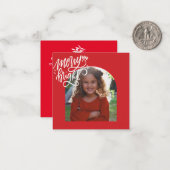 RED Classic Merry kerstBUDGET Note Kaart Notitiekaartje (Voorkant / Achterkant in situ)