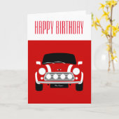 Red Classic Mini Cooper Kaart (Gele Bloem)