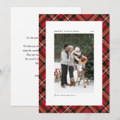 Red Classic Pset Pattern Merry kerstfoto Feestdagenkaart (Voorkant / Achterkant)