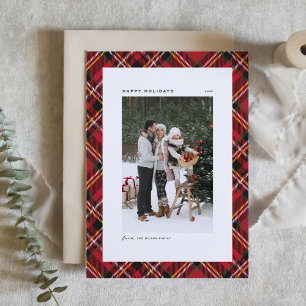 Red Classic Pset Pattern Prettige feestdagen Foto Kaart
