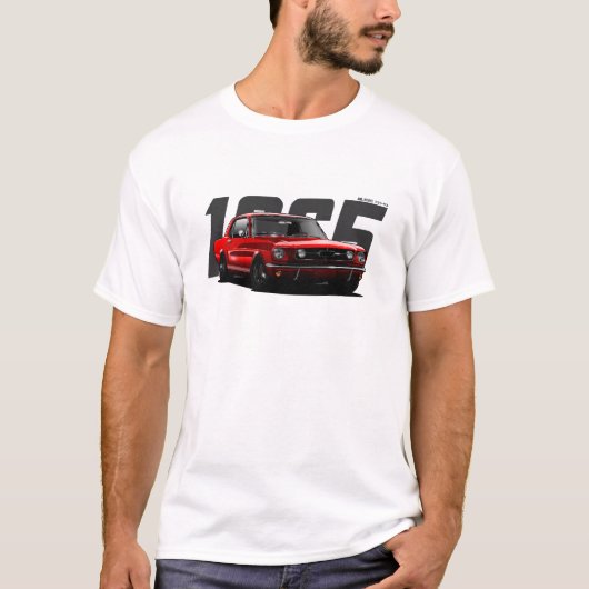 Red Classic Retro Muscle Car Mustang 1965 T-shirt (Voorkant)