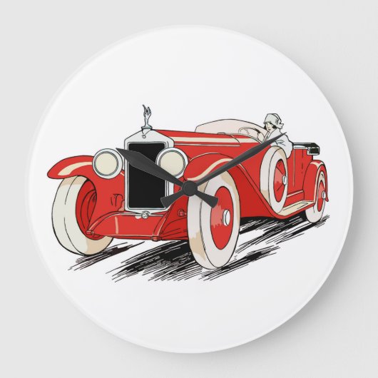 Red Classic Roadster Grote Klok (Voorkant)