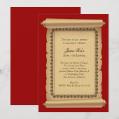 Red Classic Scroll Invitation Kaart (Voorkant / Achterkant)
