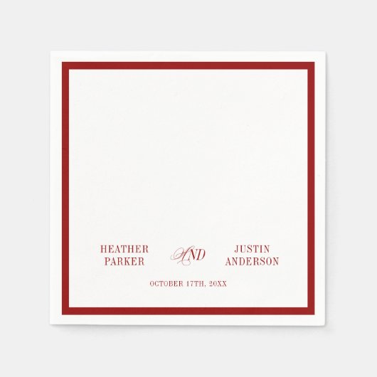Red Classic Simple Minimalist Wedding Servet (Voorkant)
