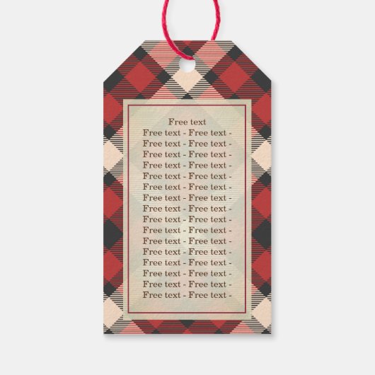 Red Classic Tartan Handmade with Love Quote Cadeaulabel (Achterkant)