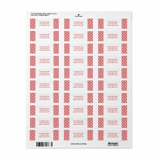 Red Classy Diamond Holiday Adresetiketten Etiket (Full Sheet)