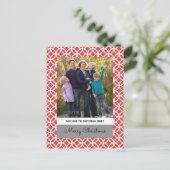 Red Classy Diamond Holiday Foto Briefkaart (Staand voorkant)