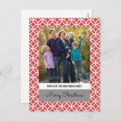 Red Classy Diamond Holiday Foto Briefkaart (Voorkant / Achterkant)