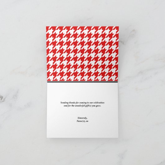 Red Classy Houndstooth Bedankt kaarten (Binnen)