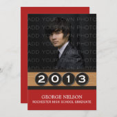 Red Classy Keys Afstuderen Uitnodiging (Voorkant / Achterkant)