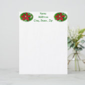 Red Clematis Merry kerst Briefhoofd Sjabloon (Staand voorkant)