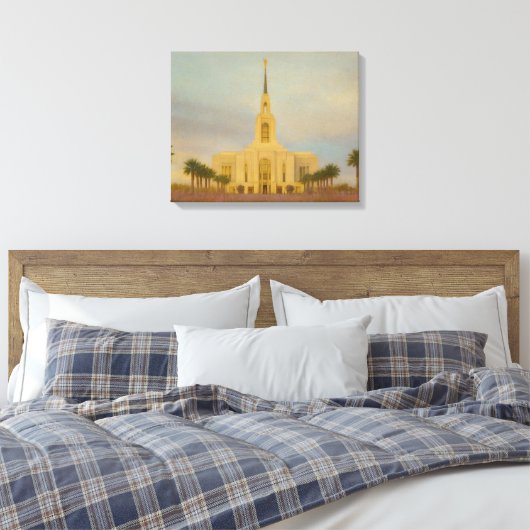 Red Cliffs Utah Temple Painting™ LDS Art Canvas Afdruk (Insitu (Slaapkamer))