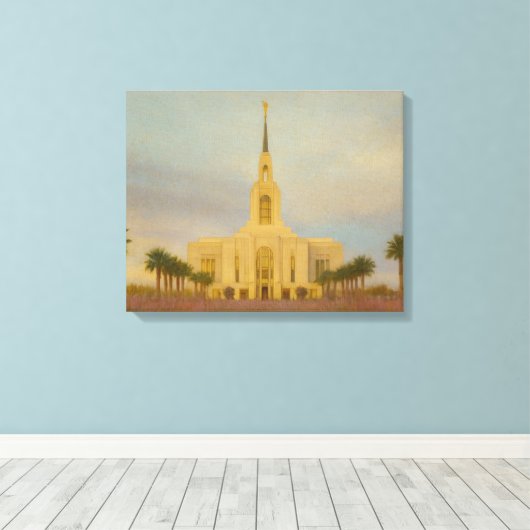 Red Cliffs Utah Temple Painting™ LDS Art Canvas Afdruk (Insitu (Houten vloer))