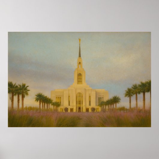 Red Cliffs Utah Temple Painting™ LDS Art Poster (Voorkant)