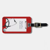 Red Clipboard Medical met Stethoscoop Bagagelabel (Voorkant horizontaal)