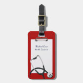 Red Clipboard Medical met Stethoscoop Bagagelabel (Voorkant verticaal)