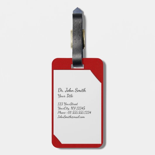 Red Clipboard Medical met Stethoscoop Bagagelabel (Achterkant verticaal)