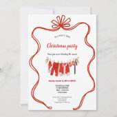 Red clothesline christmas invitation kaart (Voorkant)
