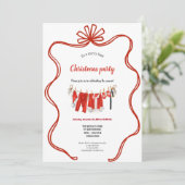 Red clothesline christmas invitation kaart (Staand voorkant)