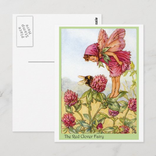 Red Clover Fairy Briefkaart (Voorkant / Achterkant)