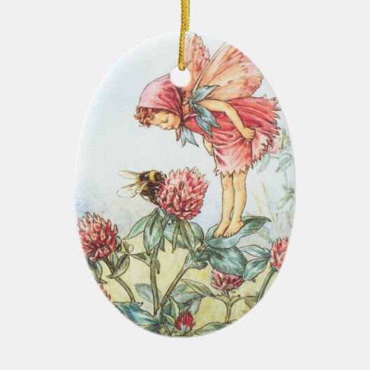 Red Clover Fairy Keramisch Ornament (Voorkant)