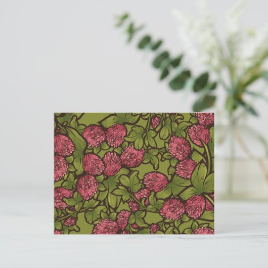 Red Clover Flower Spring Patroon Briefkaart (Staand voorkant)