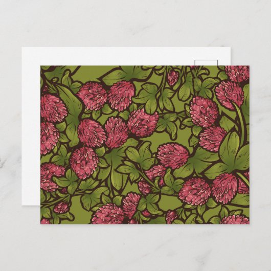 Red Clover Flower Spring Patroon Briefkaart (Voorkant / Achterkant)