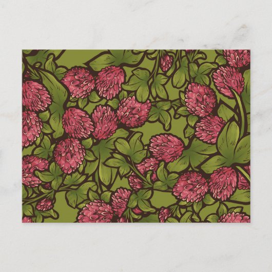 Red Clover Flower Spring Patroon Briefkaart (Voorkant)
