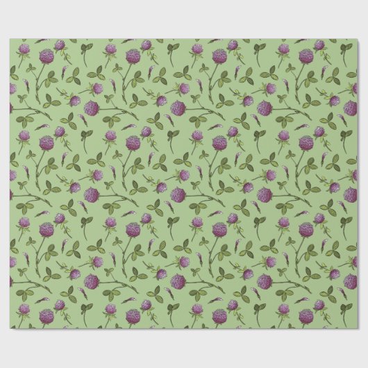 Red Clover Greenery Wrapping Paper Cadeaupapier (Vlak)
