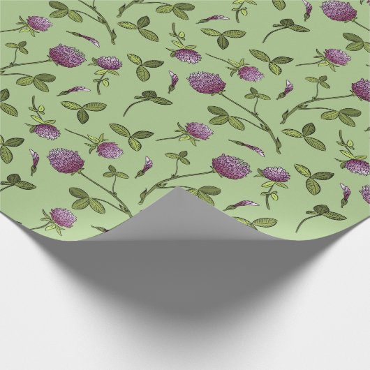 Red Clover Greenery Wrapping Paper Cadeaupapier (Hoek)