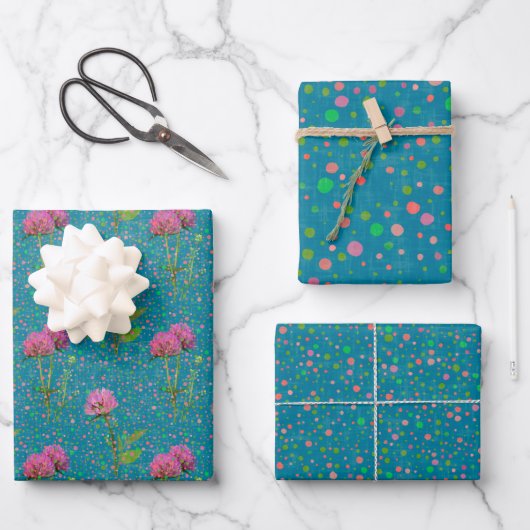 Red Clover Polkadot Gift Wrap Inpakpapier Vel (Voorkant)